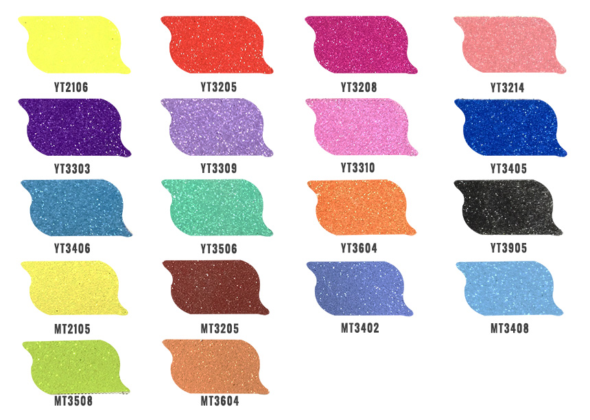 Matt effect glitter powder color chart
