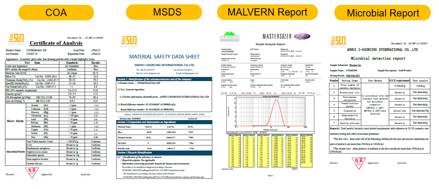 Inspection reports for pearl coating