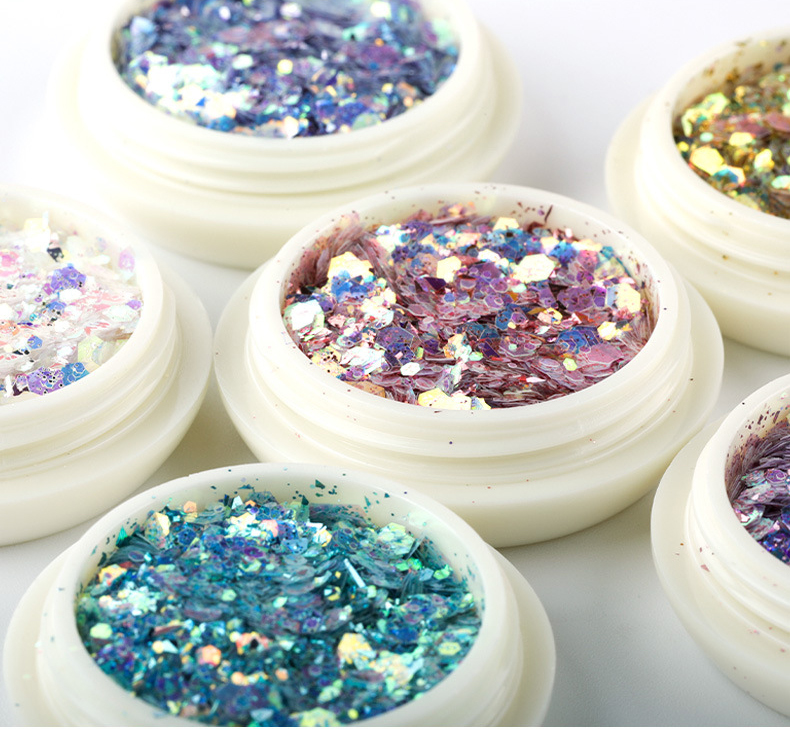 Fashion 8 colors cosmetic grade chunky nail glitter powder for face body  nail