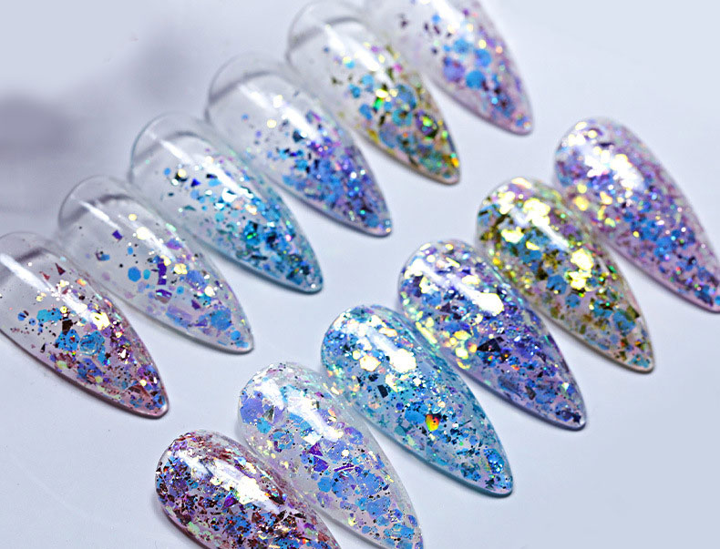 Fashion 8 colors cosmetic grade chunky nail glitter powder for face body  nail