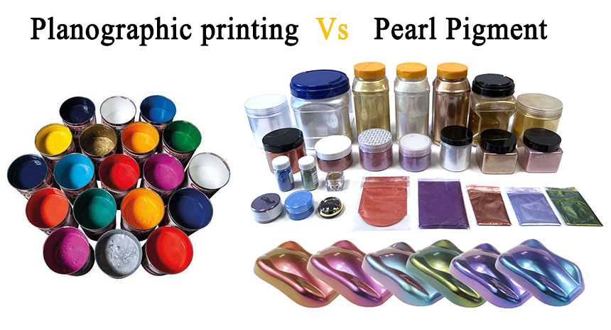 Pearl luster pigments in planographic printing