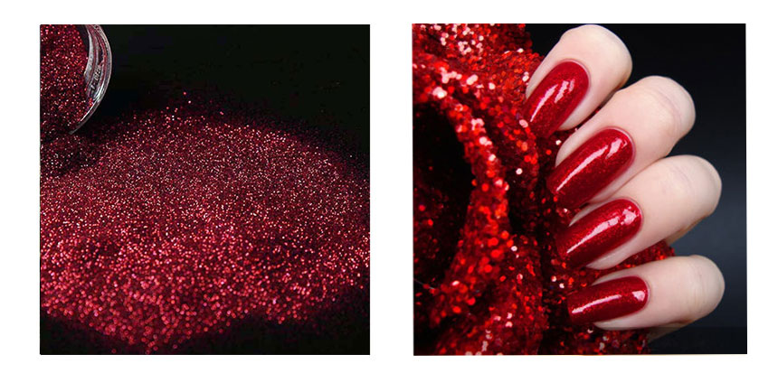 Red glitter powder for nail