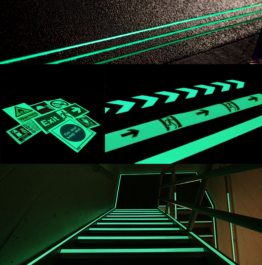 Glow powder for safety signs