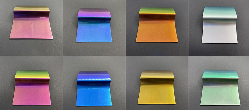 Blue/Purplish-Red Chameleon Chromic coating plates