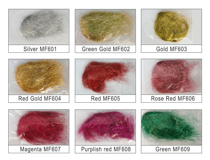 Gold silver red green metallic fibers