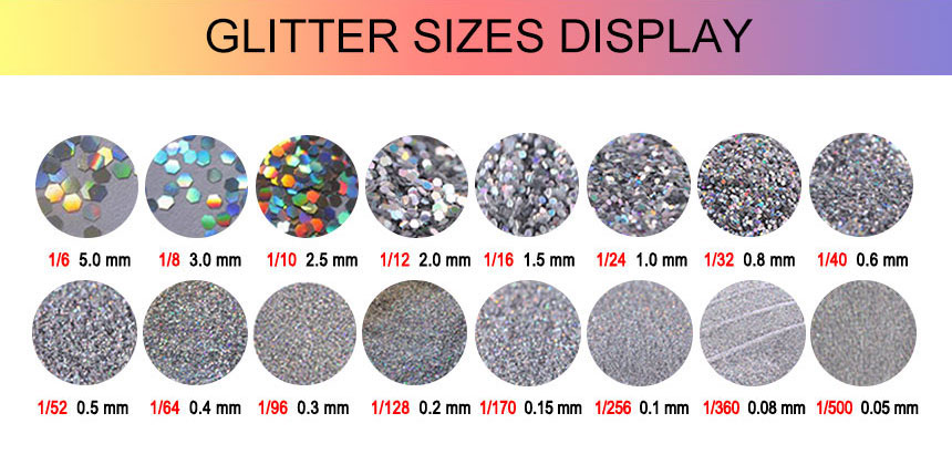 reflective glitter size