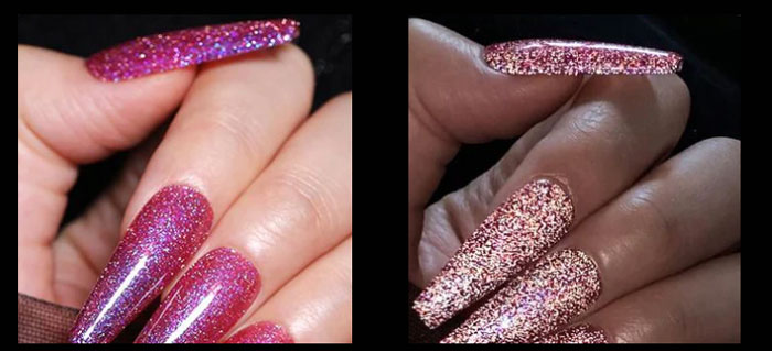 Polvere glitter riflettente magenta