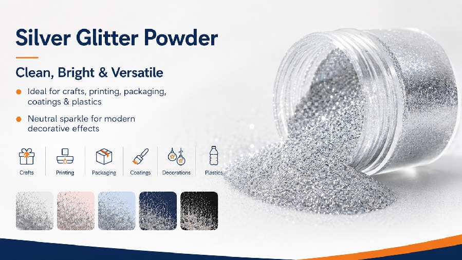 iSuoChem silver gold holographic and colored glitter powder effect comparison