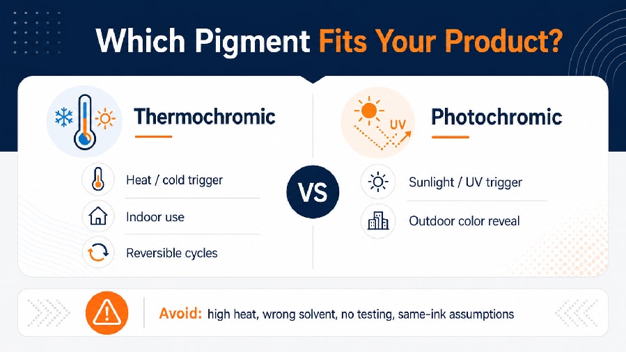 iSuoChem thermochromic pigment vs photochromic pigment comparison