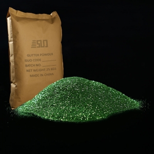 green glitter embossing powder