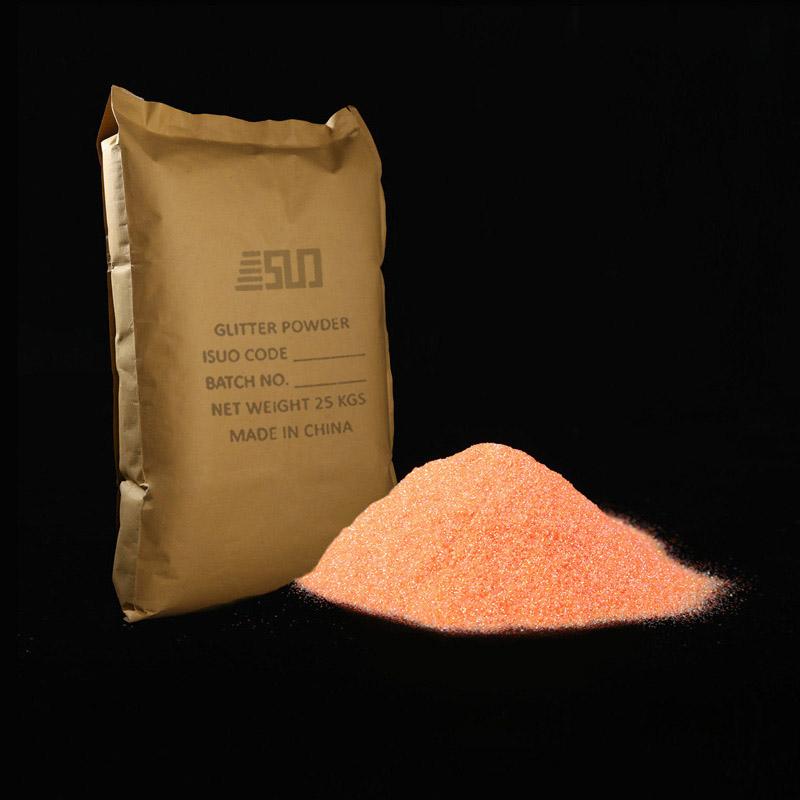 Iridescent orange glitter powder