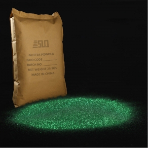 solvent resistant green glitter