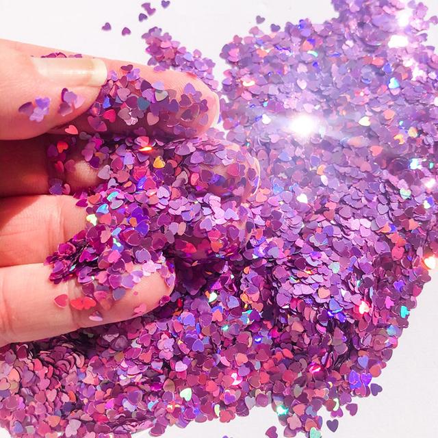 Heart shape glitter powder purple