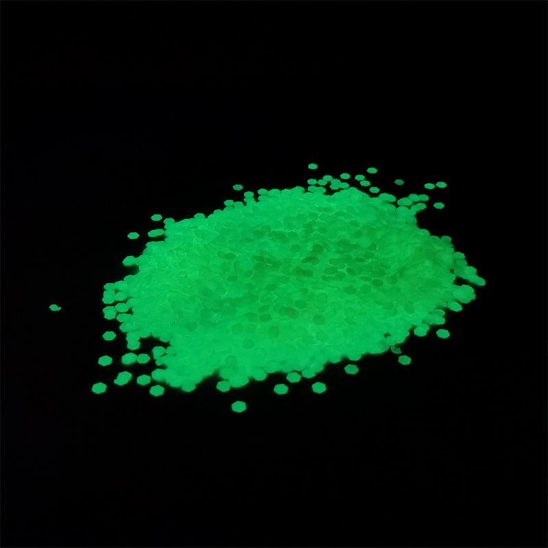 Regular Hexagon Shape Glow in the dark glitter luminous glitter powder