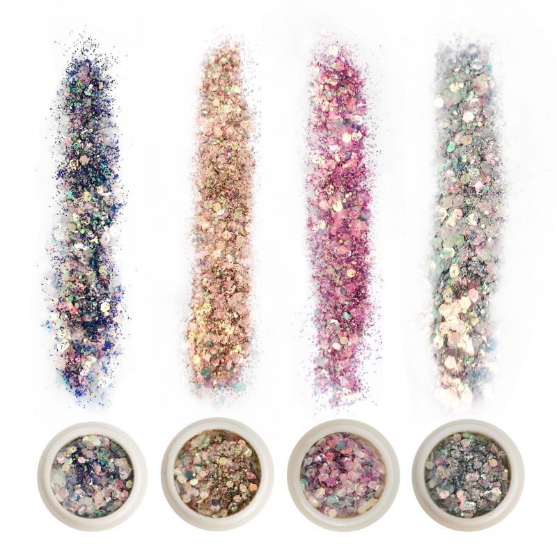 Fashion 8 colors cosmetic grade chunky nail glitter powder for face body  nail