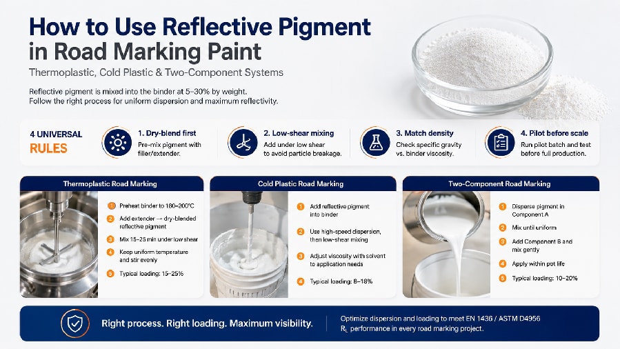 How to Use Reflective Pigment in Thermoplastic, Cold Plastic and Two-Component Road Marking Paint: A Formulator's Guide